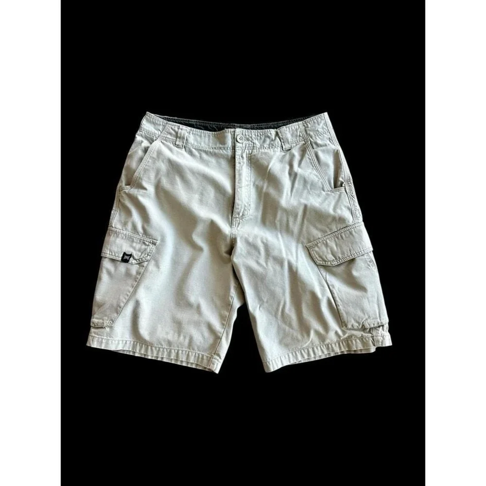 Vintage‎ Y2K Tapout Shorts Cargo Sz 36 Khaki Embroidered Logo Side MMA 2000's